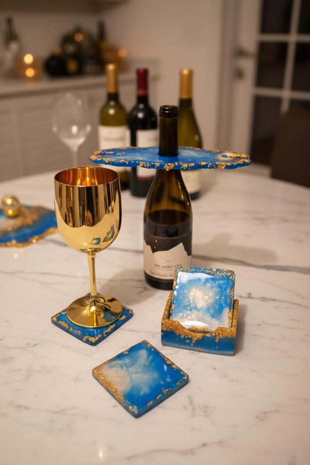 Lot de 4 dessous de verre et support 