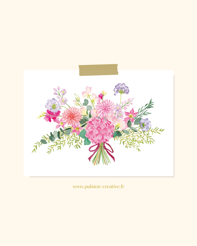Illustration Bouquet Éternel romantique