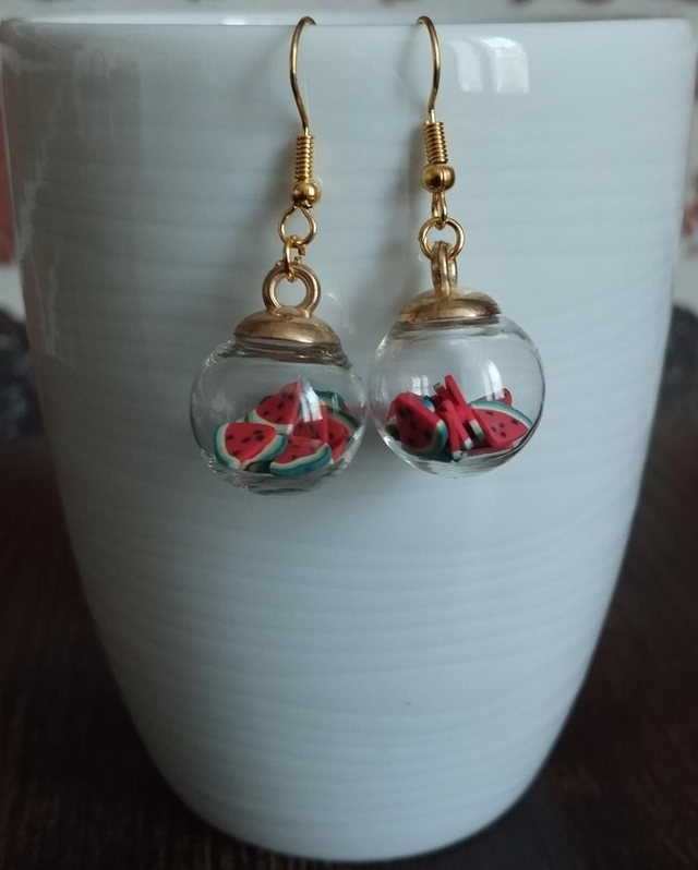 🍉 Boucles d’oreilles en verre – Pastèque miniature à l’intérieur 🍉
