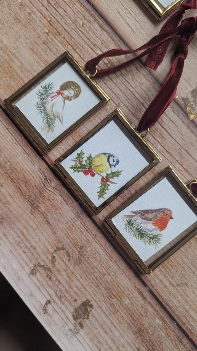 Mini cadre oiseaux de Noël 