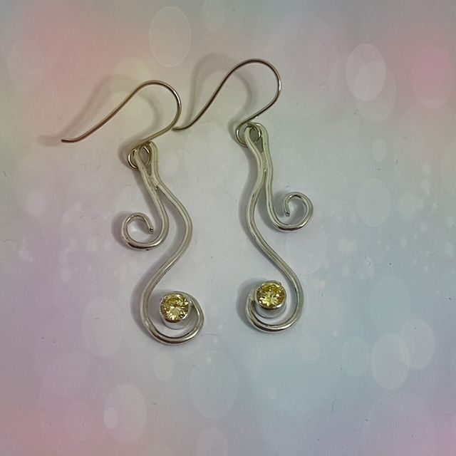 Silver and Zirconia Swirl Earrings