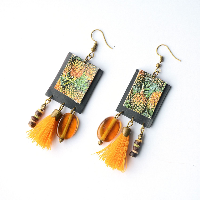 BO &quot;Création&quot; Ananas - CHAMBRE à AIR, CARTON et PAPIER RECYCLÉES - Pièces Uniques