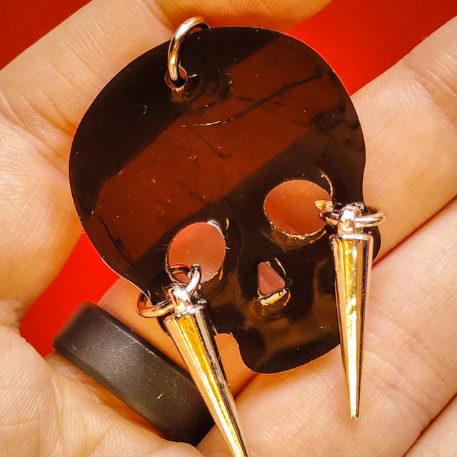 Black Skull with Spikes - Alternative - Earrings  [EAR-ALT-SKUSP-BLK]