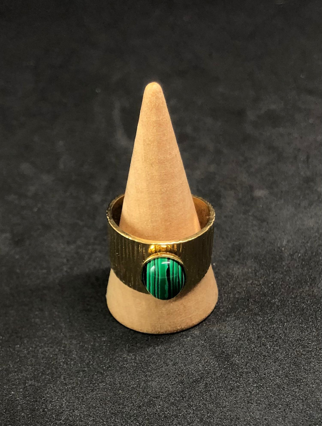 Bague métal et malachite 