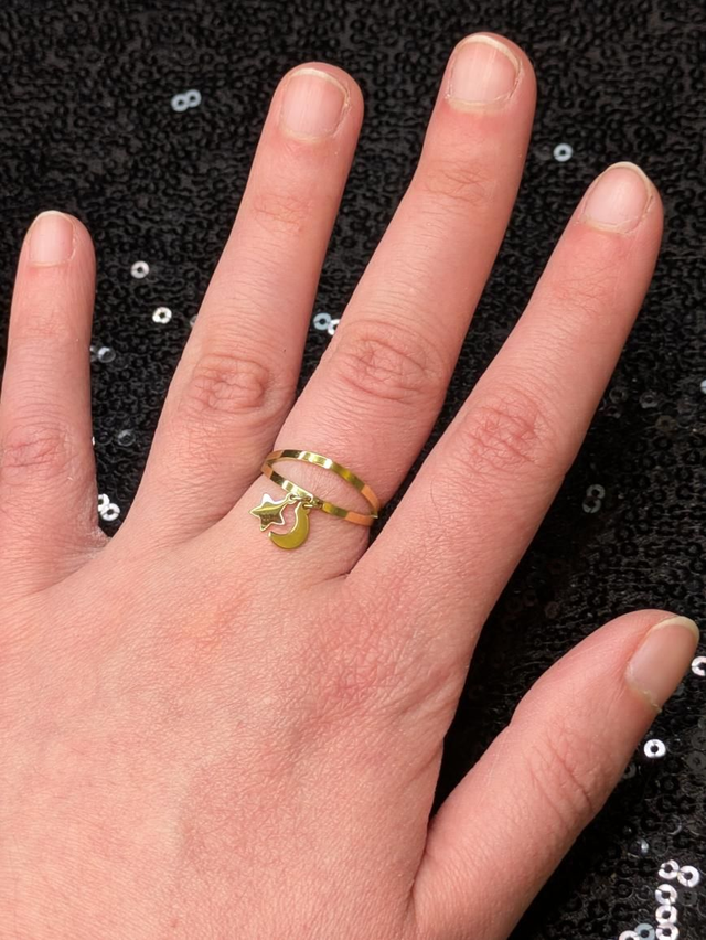 Bague breloque étoile lune 2