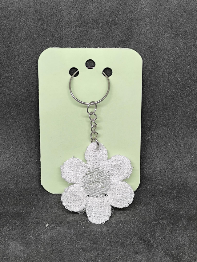 Porte clef marguerite blanche 