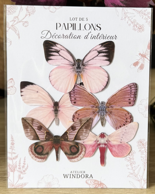 Lot de 5 Papillons Rose | Décoratifs