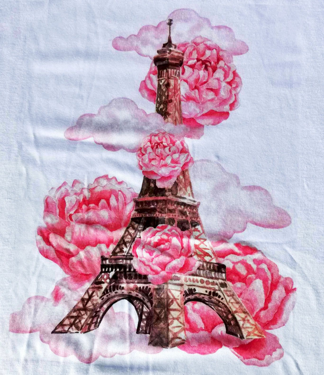 Tee-shirt &quot;Tour Eiffel et fleurs&quot; T.XL