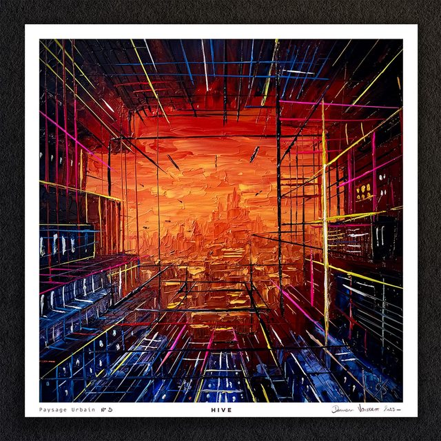 #0117-Paysage Urbain N°5 - HIVE - PRINT - peintures à l&#039;huile