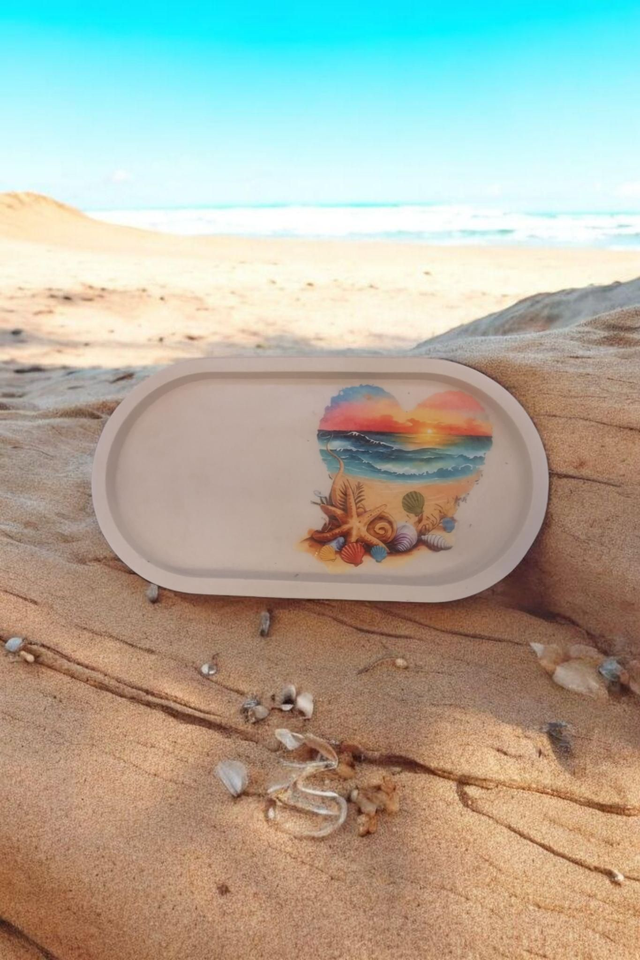 Petit plateau décoratif plage et coquillages 