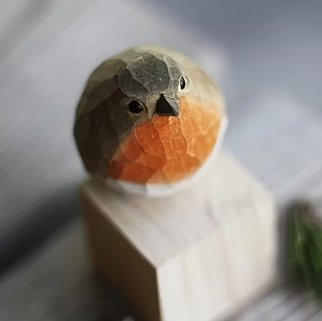 Hand Carved Wooden Robin