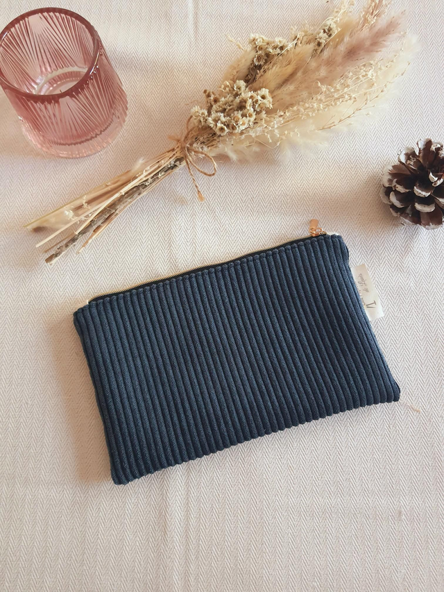 Trousse velours bleu marine 