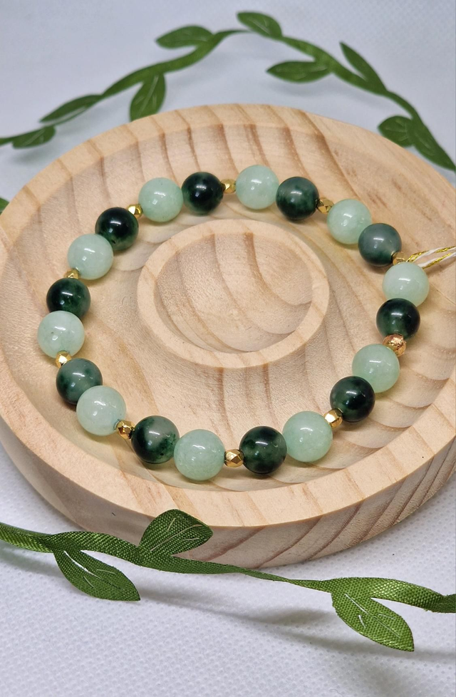Bracelet Agate et Jade vert en 0,8 cm