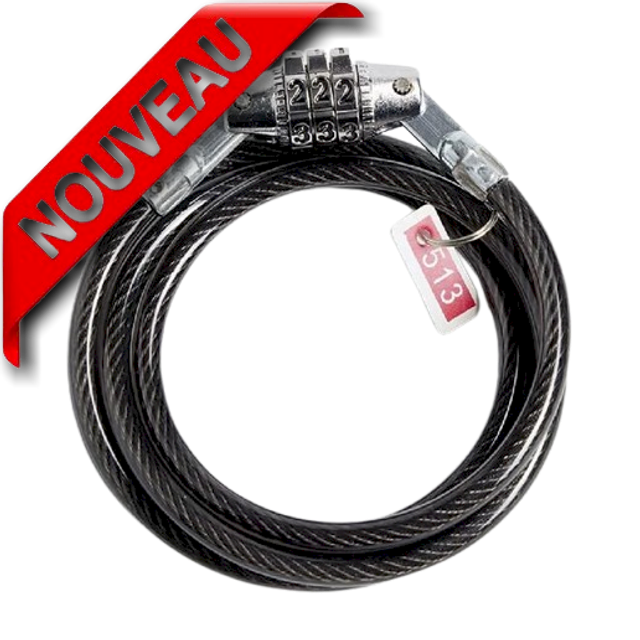 Antivol à câble avec code – 60, 80 ou 100 cm