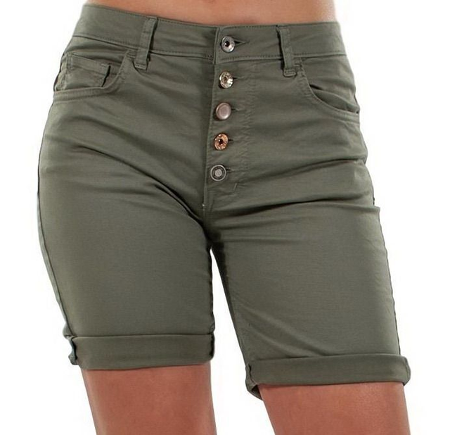 AA3003 - RINASCIMENTO bermuda donna a vita alta stile casual chic bottoni a vista