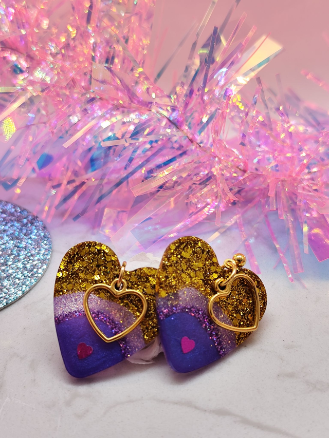 Boucles d'oreilles Cupidon taille M - breloque cœur