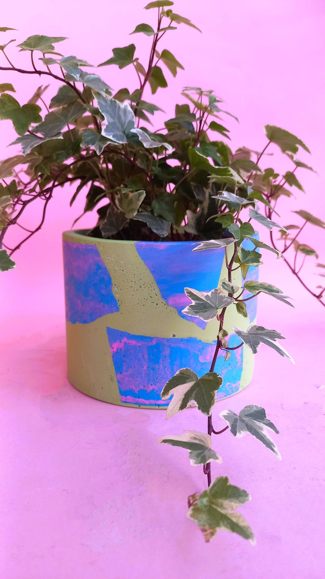  Osłonka na doniczkę, zielona doniczka, kolorowe lastryko