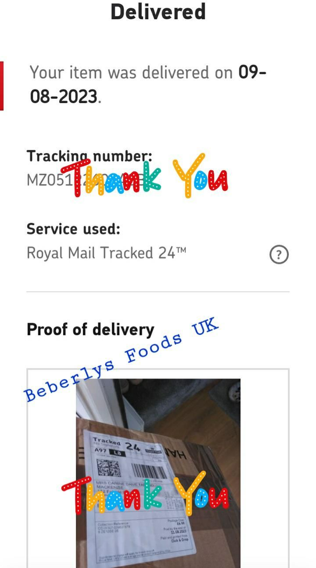 Proof of delivery From Mrs Carren Anne T. ( July 2023, Edinburgh)