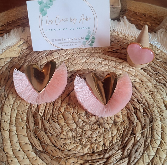 BO BOHEME COEUR GOLD/ POMPONS ROSE SAUMON 000554