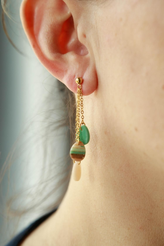 Boucles d'oreilles longues pampilles collection Éclat Organique 