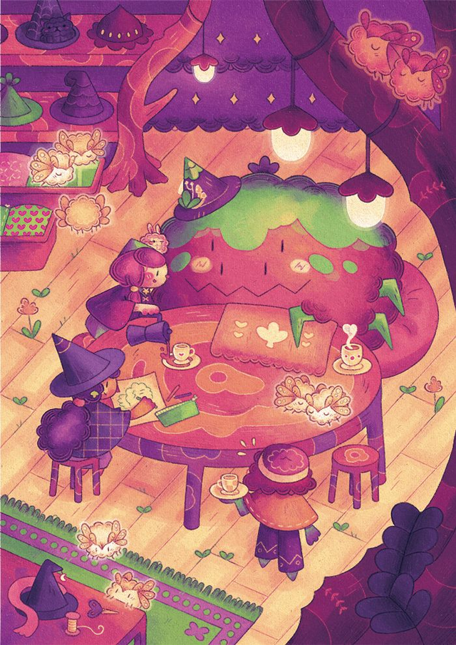 Illustration A4 « Une journée dans l'atelier enchanté »