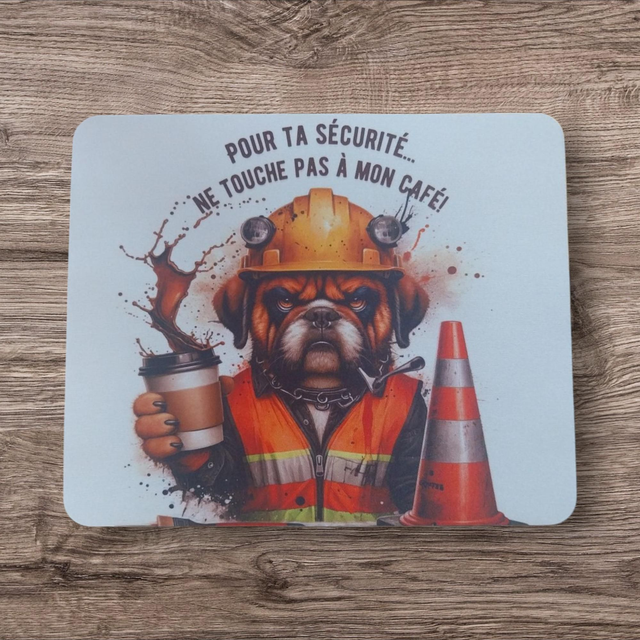 Tapis de souris humour chien café 