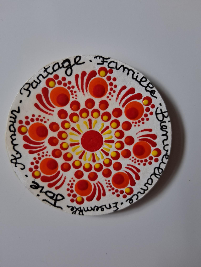 Magnet mandala message en bois