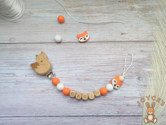 Attache tétine Renard - Modèle Gabin - prénom 6 lettres max