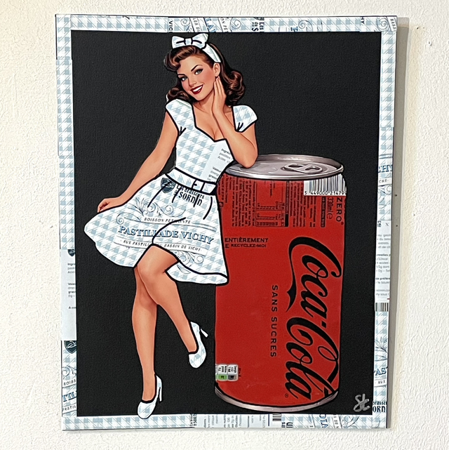 Tableau Pin-up fond noir 