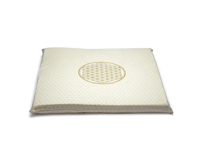 Housse blanche fleur de vie dorée pour tapis de méditation