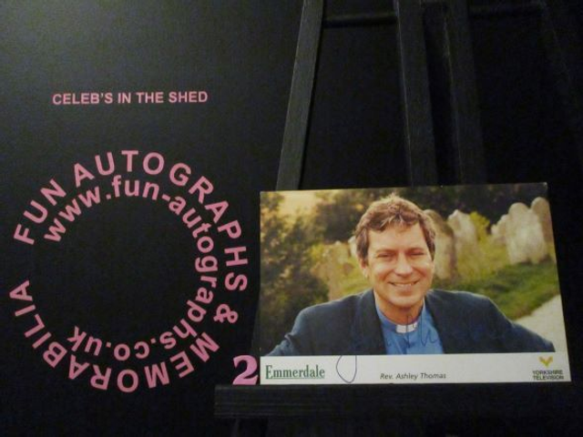 John Middleton (Rev. Ashley Thomas) Original Emmerdale Yorkshire Tv Logo Pre-Print Cast Card (2)(SEE PIC)