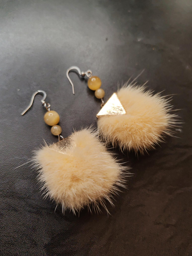 Boucles d'oreilles vison Jaune 