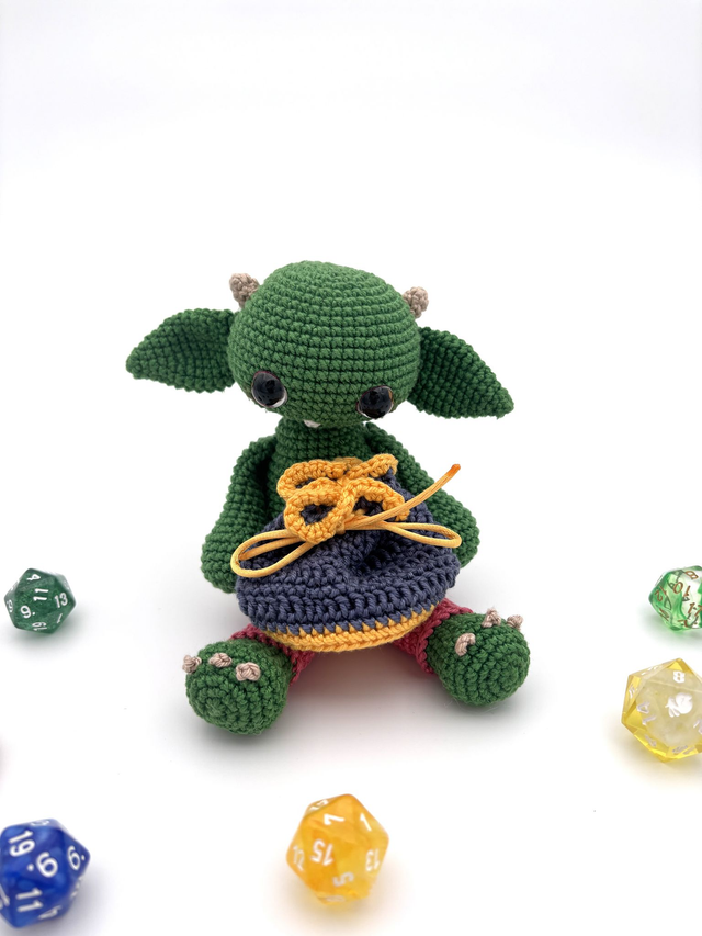 Goblin Dice Bag - Green with blue bag
