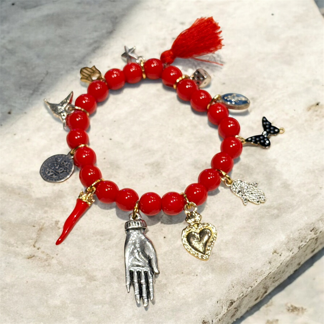 Bracciale multicharms rosso 26NG-10