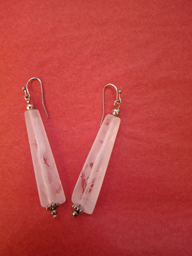 Boucles d'Oreilles verre longues Charme effet glaçon 