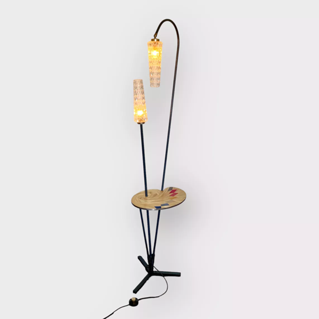 Lampadaire Arlus années 50 tulipes cristal