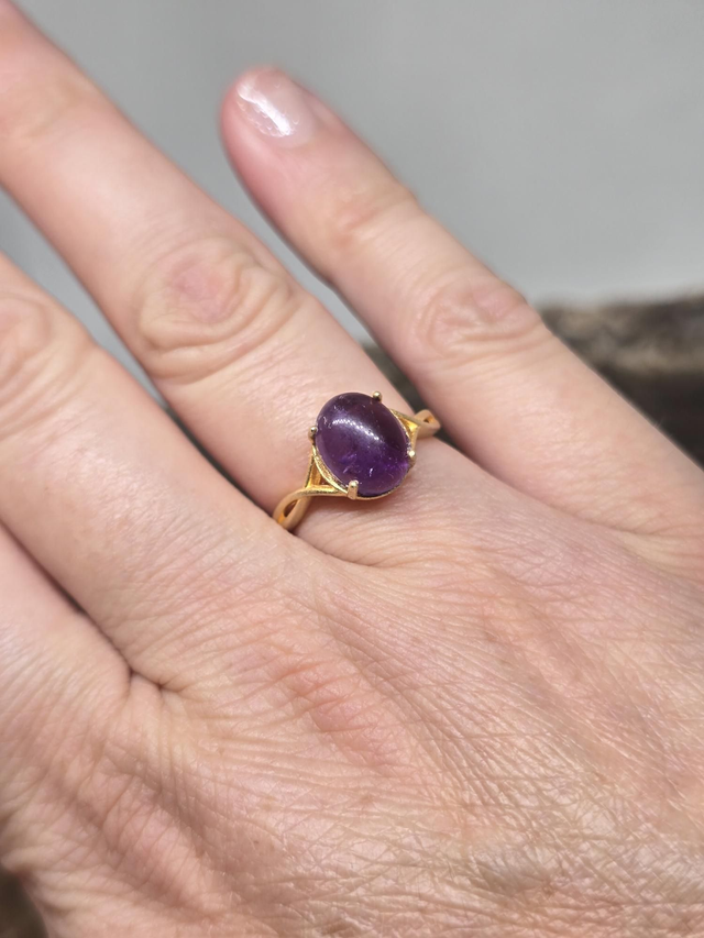 Bague Argent 925 doré mat et Améthyste
