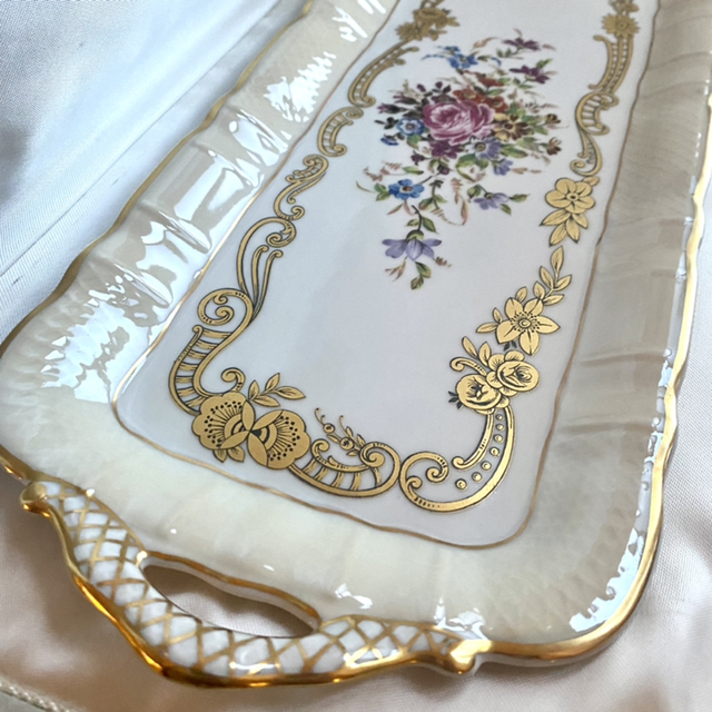 Ensemble plat & pelle Vintage porcelaine