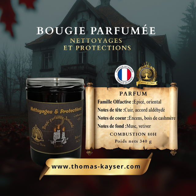 Bougie parfumée artisanale encens – Nettoyages & Protections 340 G