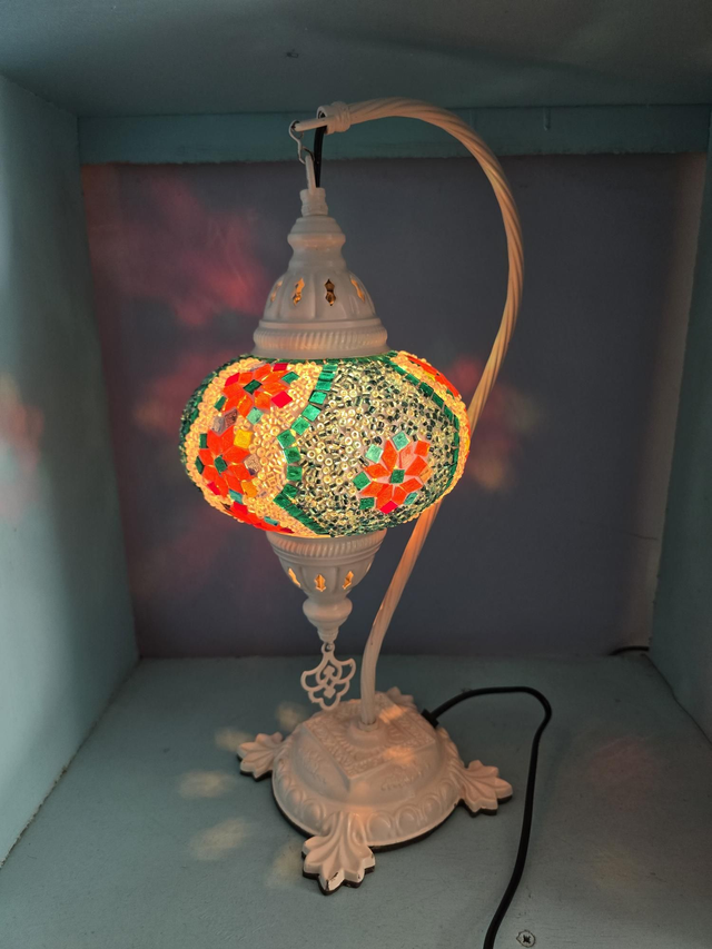 Large Mosaic Swanneck Table Lamp