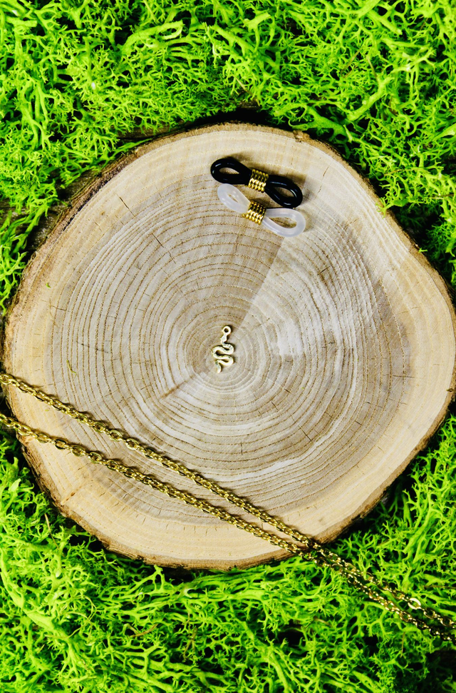 Chaine de lunettes touche de magie dorée personnalisée Serpent