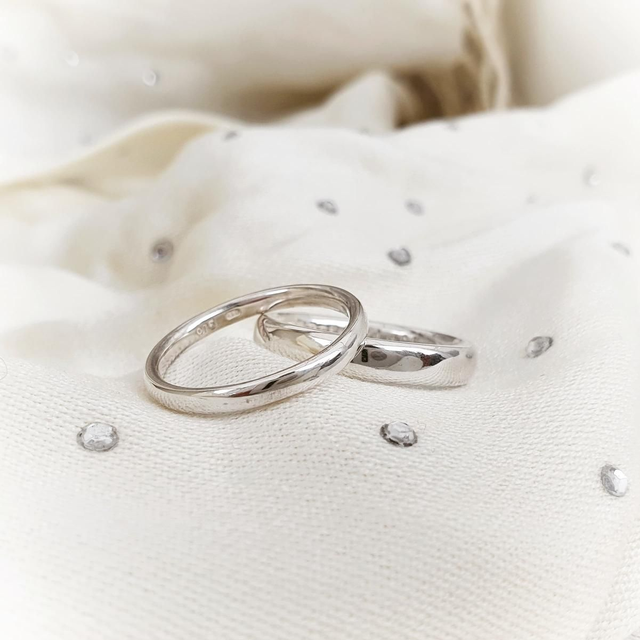 Happy couple Sterling silver civil ceremony and wedding bands