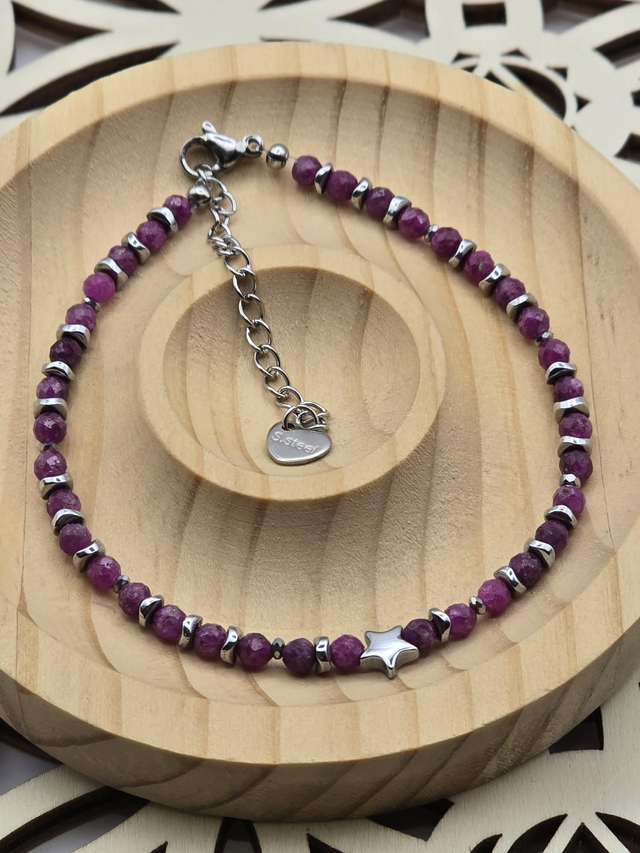 Bracelet Rubis chauffé à facettes 0,4 cm 