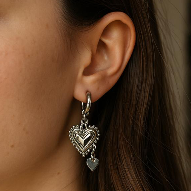 Oorbellen hart zilver