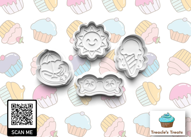 Summer Theme Fondant/cookie stamps with cutters 