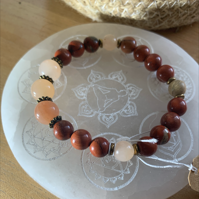 Jaspe rouge et pierre de lune 