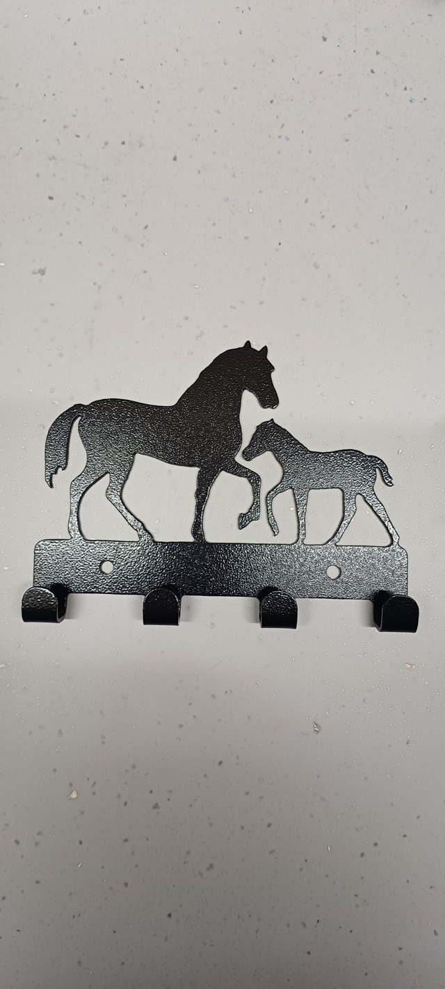 Horse and foal silhouette key hook