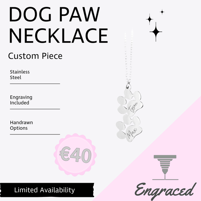 Dog Paw Necklace Silver