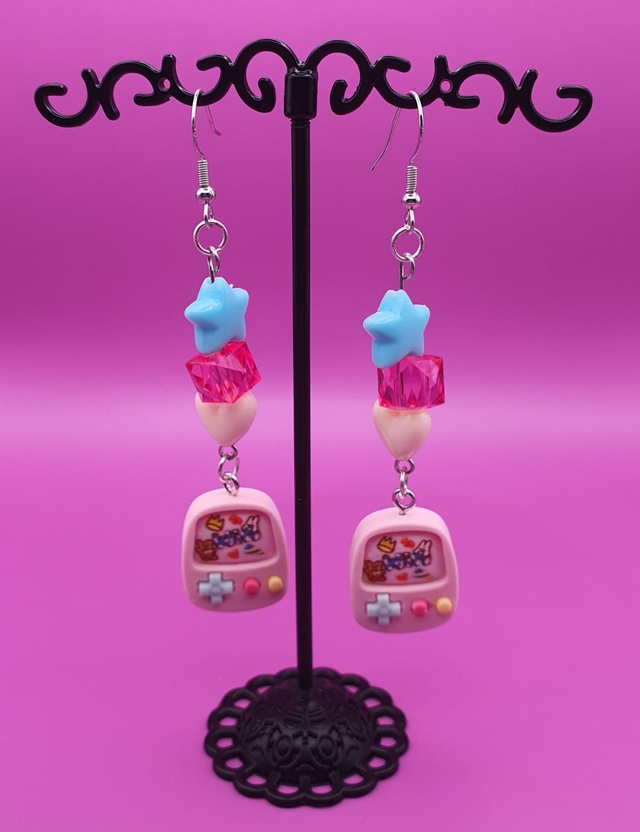 Earrings Gameboy Pink Colorful 