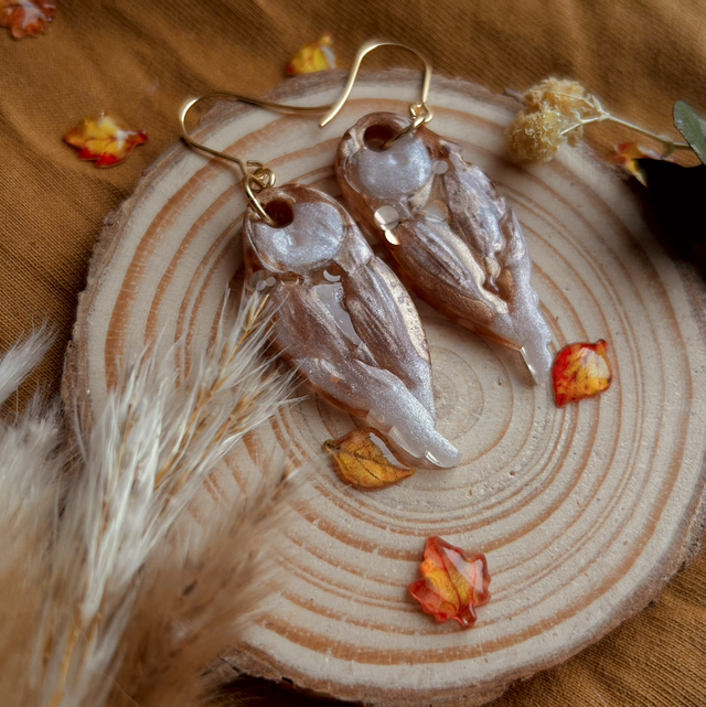 Owl Hook Earrings Gold Plated 